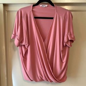 Pink crossover short sleeve top